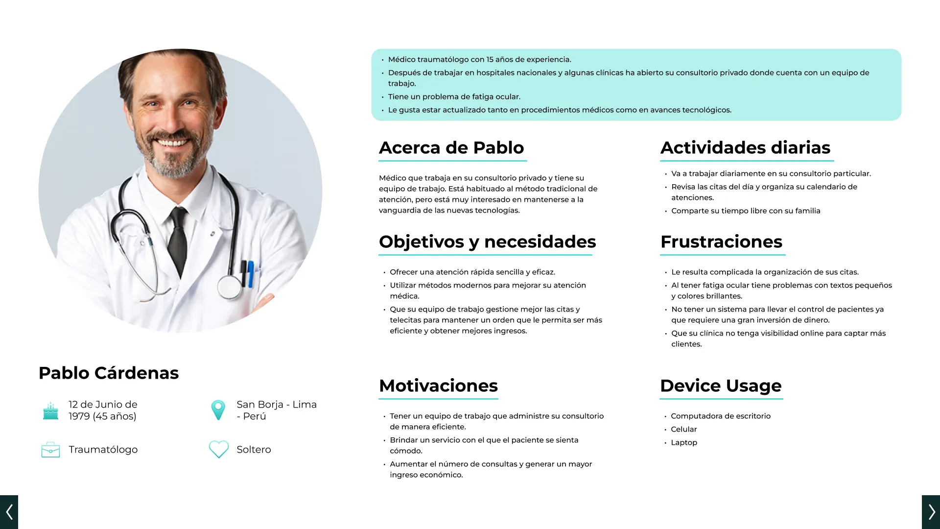 Pablo Cárdenas, médico traumólogo con 15 años de experiencia